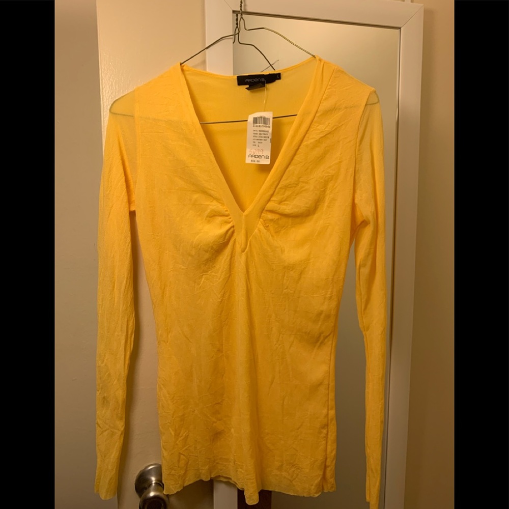 Arden B - Yellow Long sleeve Sheer Shirt